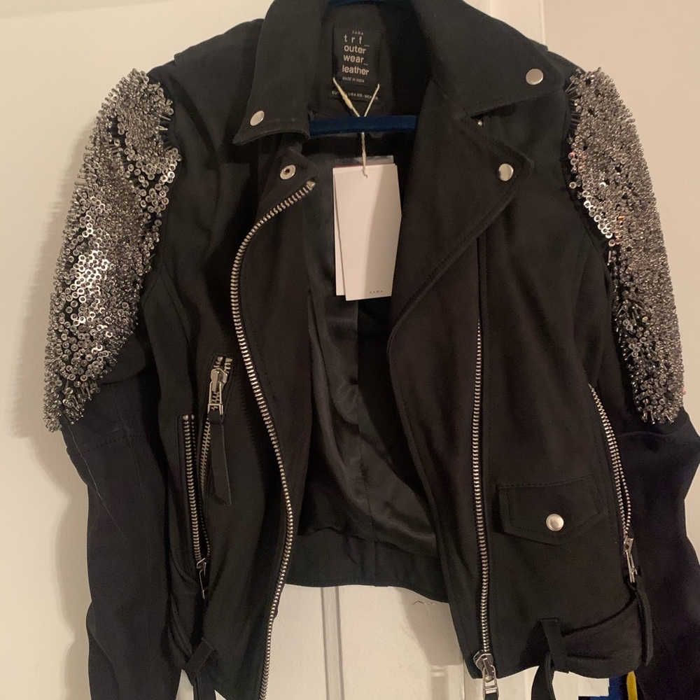 Suede zara jacket with beading designs